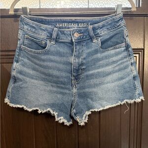 American Eagle Outfitters Women's Frayed Hem Blue Jean Shorts